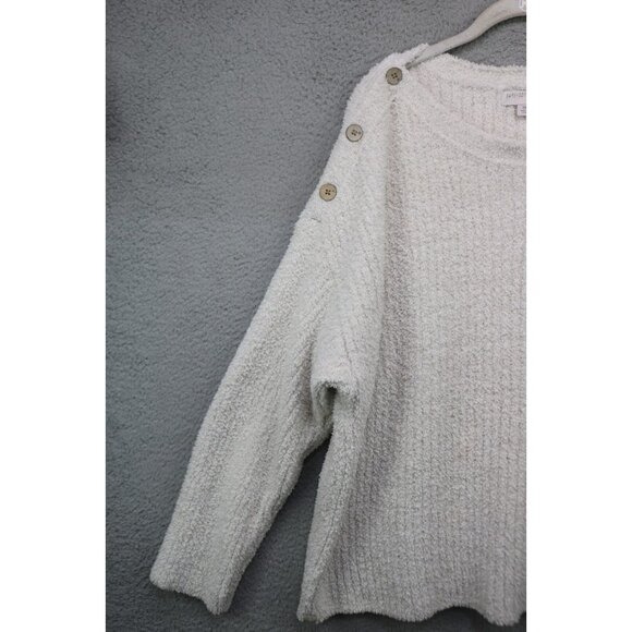 Barefoot Dreams Cozy Chic Ivory Plush Long Sleeve Sweater-3X-Soft - Picture 3 of 11